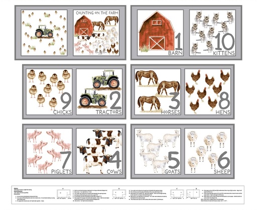 [BLAN-4390P-01] Little Seedlings Farm Counting on the Farm Soft Book Panel by Moque Lee for Blank Quilting
