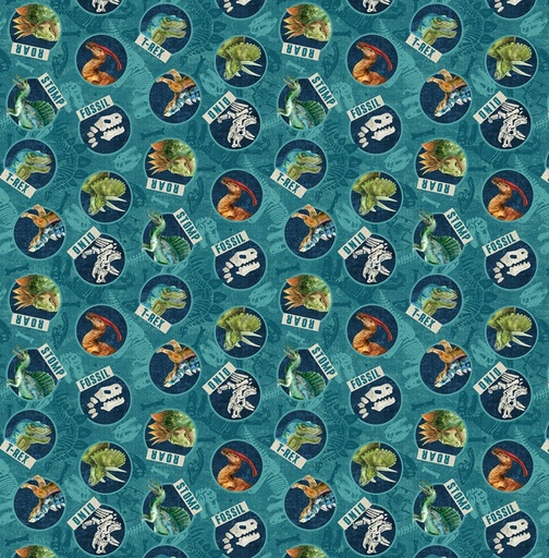 [NOR-28463-68] Dino Roar Dino Head Toss Teal by Brett Blumenthal for Northcott Fabrics