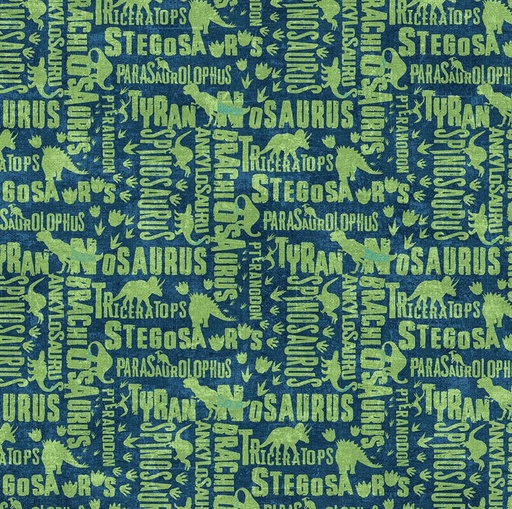 [NOR-28465-48] Dino Roar Dino Words Navy by Brett Blumenthal for Northcott Fabrics