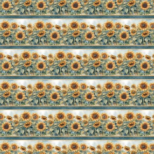 [WP-33915-547] Sunkissed Sunflower Repeating Stripe Multi by Nancy Mink for Wilmington Prints