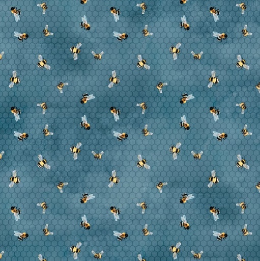 [WP-33918-459] Sunkissed Bees Blue by Nancy Mink for Wilmington Prints