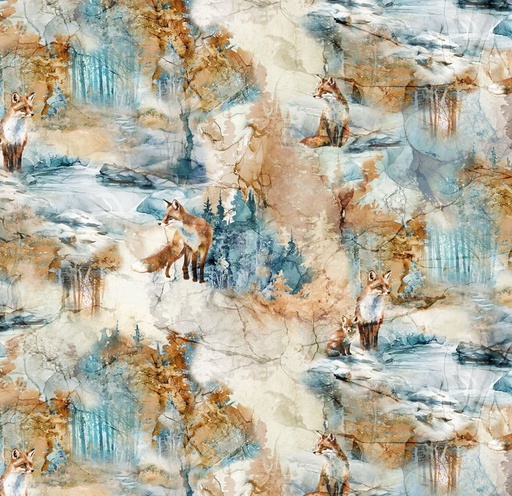 [NOR-28333-14] Fox Den Fox Open Beige by Deborah Edwards & Melanie Samra for Northcott Fabrics