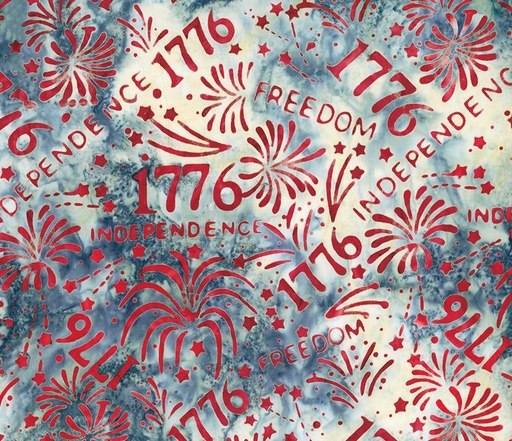 [NOR-83550-45] Celebrating 250 Years Batiks Fireworks 1776 Blue Gray by Scott Flanagan for Banyan Batiks