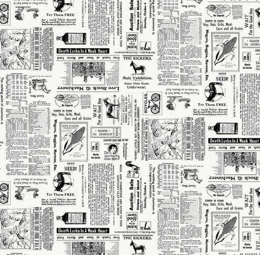 [SEF-8424-01] Neighborhood Association Newspaper Ads Off-White by Timna Tarr for Studio E Fabrics
