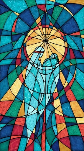 [NOR-28221-68] Nativity Stained Glass Panel by Alison McGarrigle for Northcott Fabrics