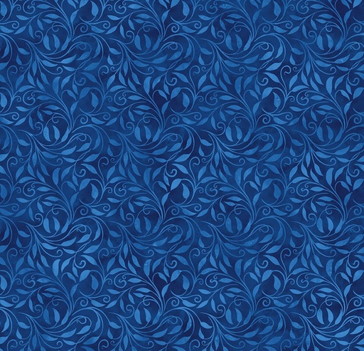 [NOR-28226-48] Nativity Leaf Scroll Blue by Alison McGarrigle for Northcott Fabrics