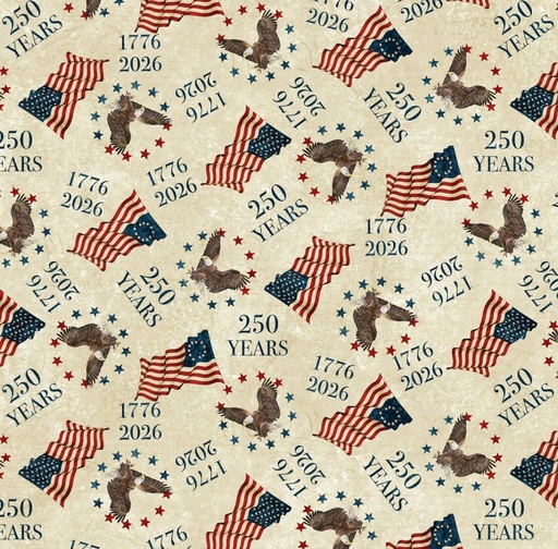 [NOR-28370-12] America 250 250 Toss Beige by Linda Ludovico for Northcott Fabrics