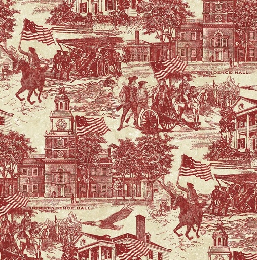 [NOR-28372-24] America 250 Toile Red-Beige by Linda Ludovico for Northcott Fabrics