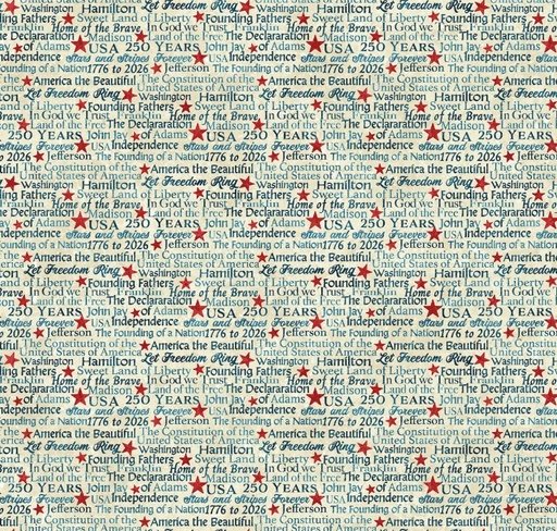 [NOR-28373-12] America 250 Words Beige Multi by Linda Ludovico for Northcott Fabrics