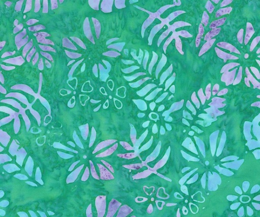 [ANF-3571-QX] Iris Beauty Batik Tropical Leaves Jade by Jacqueline de Jonge for Anthology Fabrics