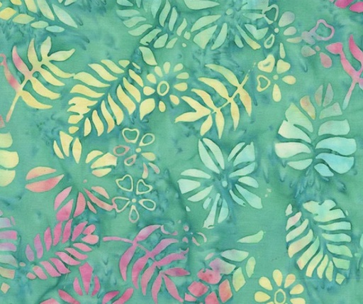 [ANF-3553Q-X] Fairy Land Batik Tropical Leaves Teal by Jacqueline de Jonge for Anthology Fabrics