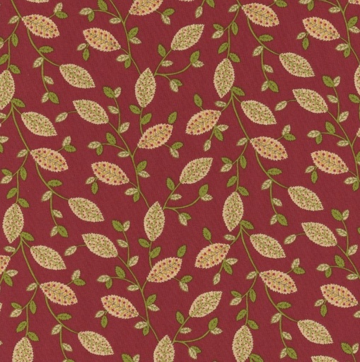 [HG-980-88] Baubles & Balsam Holiday Leaves Cranberry by Kim Diehl for Henry Glass Fabrics