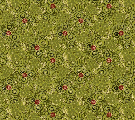 [HG-991-66] Baubles & Balsam Pressed Flowers Evergreen by Kim Diehl for Henry Glass Fabrics