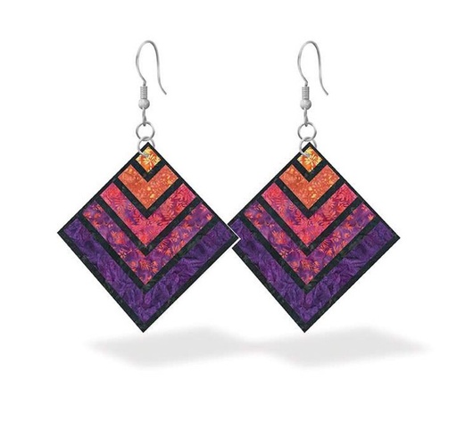 [RB-STLR45536] Leather Square Earrings Seaside Sunset from Riley Blake