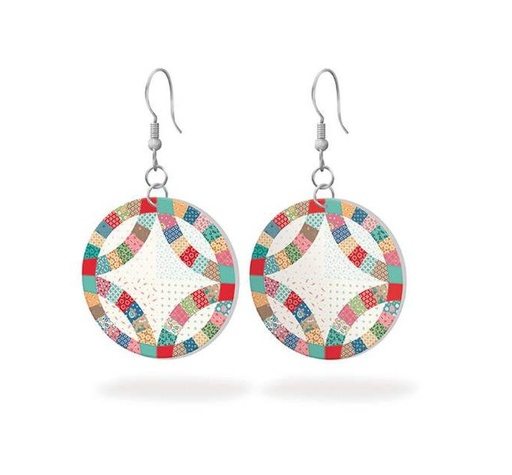 Leather Circle Earrings Home Town from Riley Blake