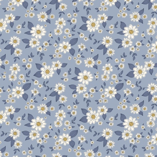 [COW-4567-87] Kitten Fun Floral Light Denim by Julia Khimich for Clothworks
