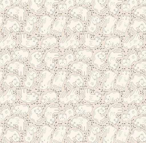[COW-4569-12] Kitten Fun Tossed Kittens Khaki by Julia Khimich for Clothworks