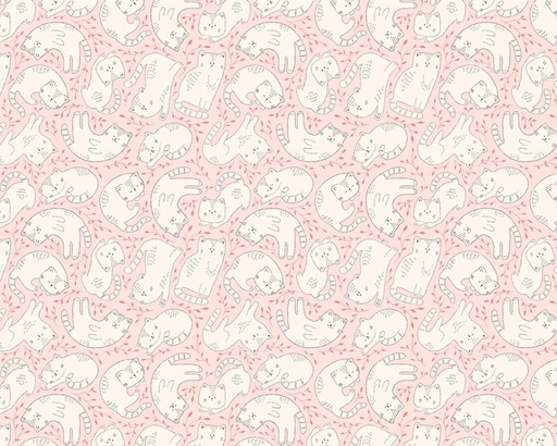 [COW-4569-41] Kitten Fun Tossed Kittens Light Pink by Julia Khimich for Clothworks