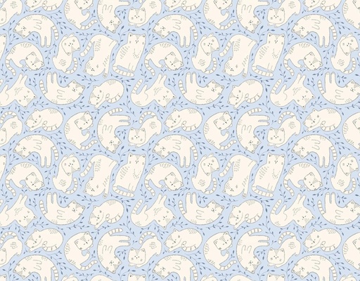 [COW-4569-87] Kitten Fun Tossed Kittens Light Denim by Julia Khimich for Clothworks