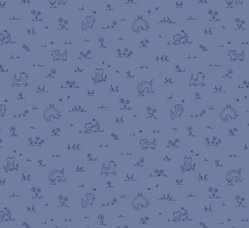 [COW-4570-88] Kitten Fun Playful Tonal Denim by Julia Khimich for Clothworks