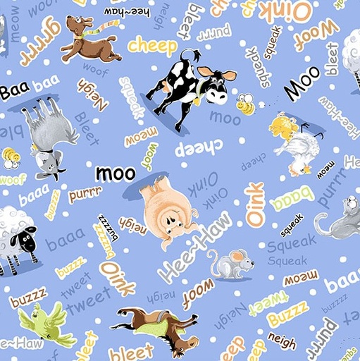 [COW-20415-760] Barnyard Blues Noises Denim by Susybee for Clothworks