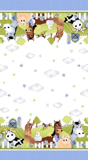 [COW-20416-760] Barnyard Blues Double Border Denim by Susybee for Clothworks