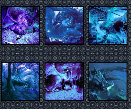 [ITB-2DRG-2] Blue Fury Block Panel by Jason Yenter for In The Beginning Fabrics