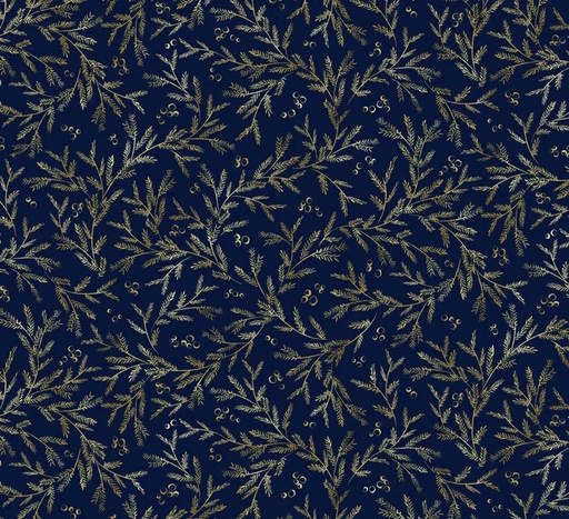 [PB-5893-N] Joyful Pine Branch Vines Navy by Sara Berrenson for P&B Textiles