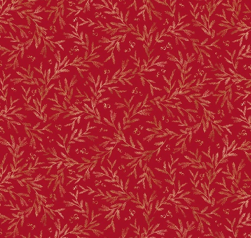 [PB-5893-R] Joyful Pine Branch Vines Red by Sara Berrenson for P&B Textiles