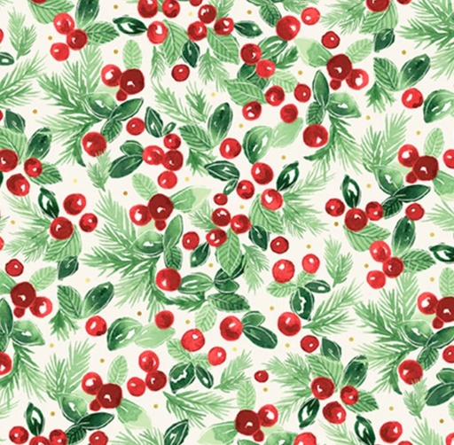 [PB-5891-E] Joyful Packed Berry Branches Cream by Sara Berrenson for P&B Textiles