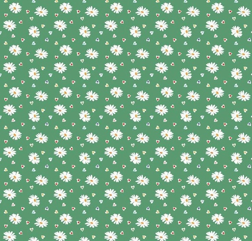 [RB-16652-GRN] Simple Pleasures Heart Daisies Green by American Jane for Riley Blake Designs