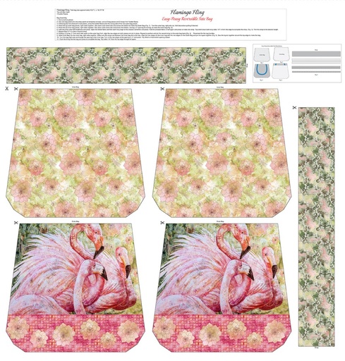 [SEF-8493P-26] Flamingo Fling Reversible Tote Bag Panel by Nancy Smith for Studio E Fabrics
