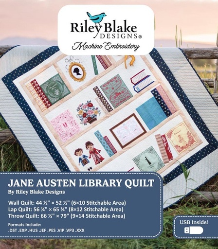 [RB-ME100JA-Q24R5] Jane Austen Library Quilt Machine Embroidery Designs by J. Wecker Frisch for Riley Blake Designs