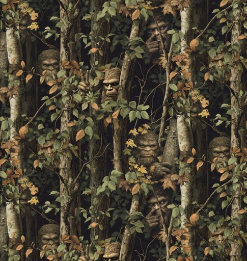 [3W-23814-BLK] Legendary Loner Peekaboo by Jim Baldwin for 3 Wishes Fabrics