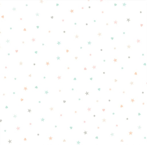 [PB-6021WMU] First Impressions Ditzy Stars and Hearts on White from P&B