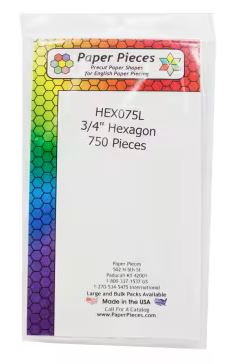 [HEX-075L] Paper Piece Hexagon Pack 3/4in 750pc