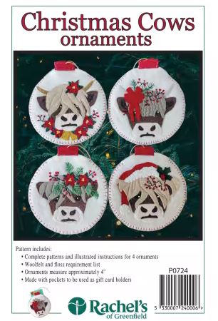 [RP-0724] Christmas Cows Ornament Pattern by Rachel's of Greenfield