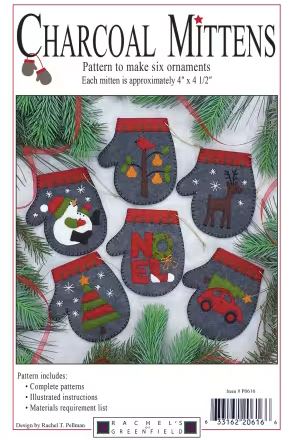 [CKR-P0616-CM] Charcoal Mittens Pattern by Rachel's of Greenfield