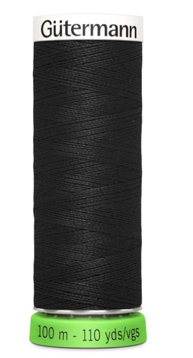 [GUT-RPET-000] Gutermann Recycled Polyester Thread Black 110 Yds