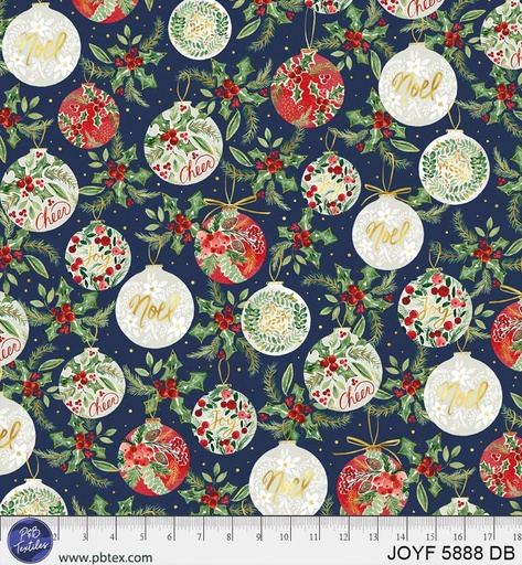 [PB-5888DB] Joyful Ornament Allover Dark Blue by Sara Berrenson for P&B Textiles
