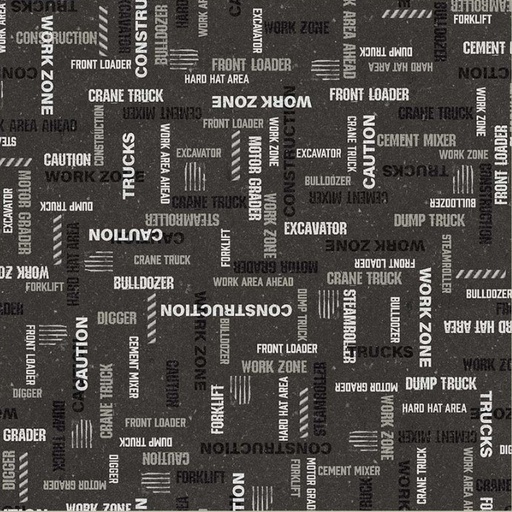 [WF-54944-5] Diggers & Dozers Caution: Work Zone Dirt Black from Windham Fabrics