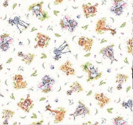 [PB-4548-MU] Little Darling Safari Animals Multi from P&B Textiles