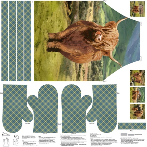 [NOR-C28695-76] Highland Home Apron & Mitts Canvas Panel from Northcott