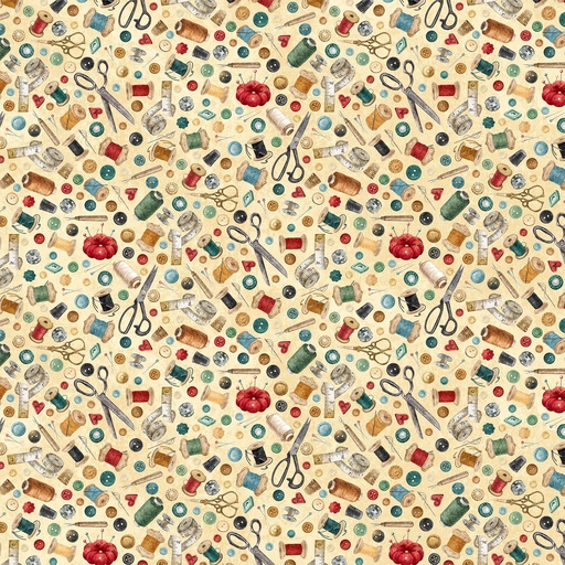 [NOR-DP28344-12] Stonehenge Stitchin' Notions Beige from Northcott