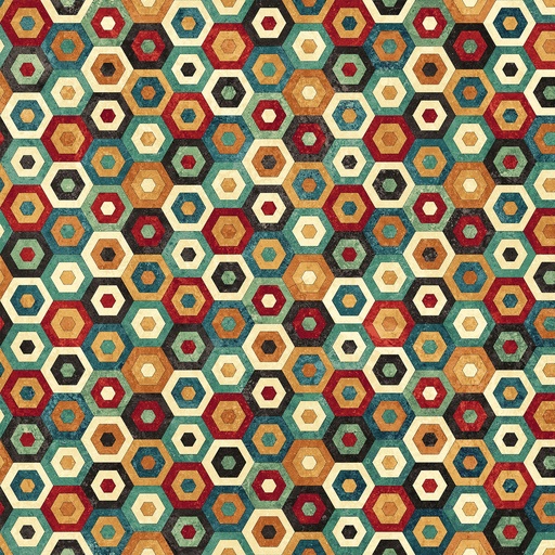 [NOR-DP28350-12] Stonehenge Stitchin' Hexies Multi from Northcott