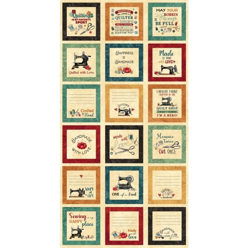 [NOR-DP28342-12] Stonehenge Stitchin' Sewing Sayings Block Panel from Northcott