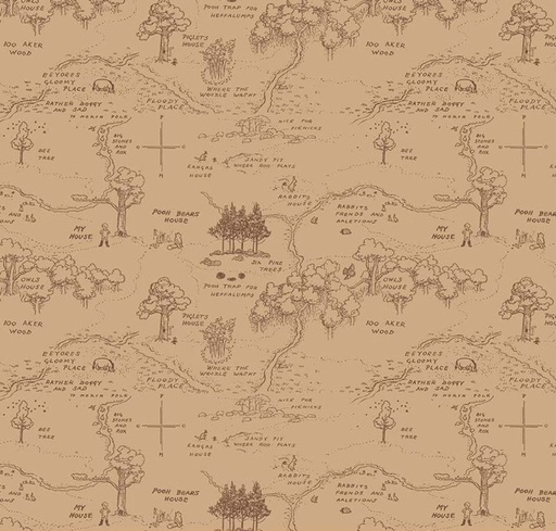 [RB-17001-BRWN] Winnie The Pooh Map Brown by Echo Park Paper Co. for Riley Blake Designs