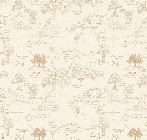 [RB-17001-CRM] Winnie The Pooh Map Cream by Echo Park Paper Co. for Riley Blake Designs