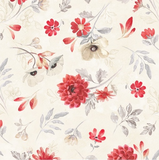 [WP-30109-239] Scarlet Dreams Large Floral Toss Cream by Beth Grove for Wilmington Prints