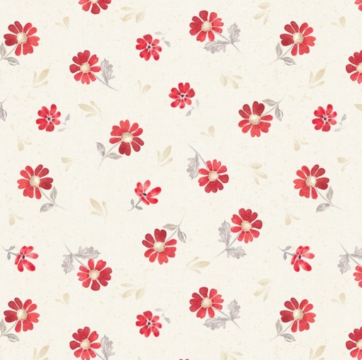 [WP-30110-239] Scarlet Dreams Medium Floral Toss Cream by Beth Grove for Wilmington Prints